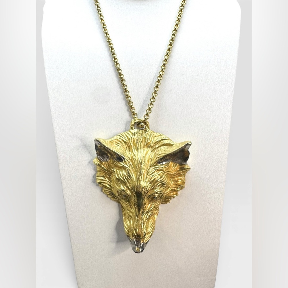 HARRY ROSENFELD Rare Vintage Figural WOLF Head Pendant Necklace - Picture 4 of 12